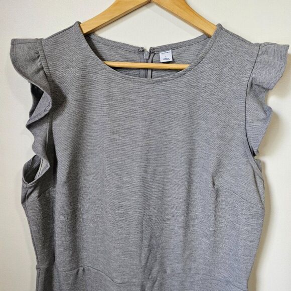 EUC LIKE NEW OLD NAVY GREY FLUTTER SLEEVES MIDI DRESS SIZE LARGE - Picture 8 of 16